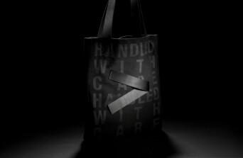 Progress Packaging Handled With Care Tote Bag Canvas Leather Pockets Screen Print