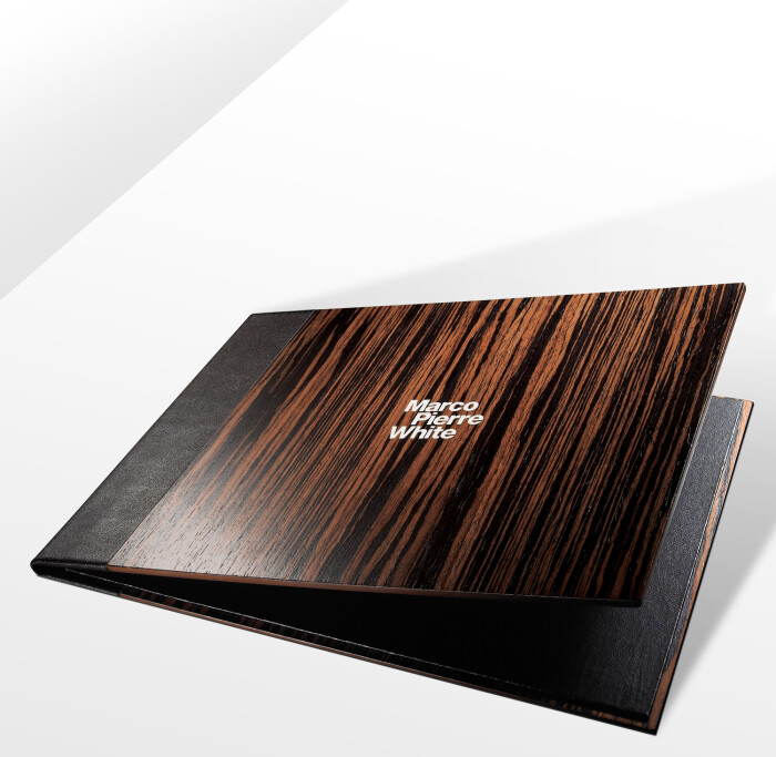 Progress Packaging MarcoPiereWhite Luxury Menu Drinks Closure Wood Leather