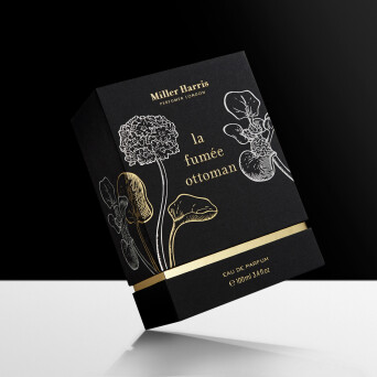 Progress Packaging Miller Harris Boxes Luxury Fashion Textures Papers Foiling Embossing Black Gold