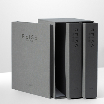 Progress Packaging Reiss Folder SlipCases Retail Fashion Box Making Textiles Boards Grey