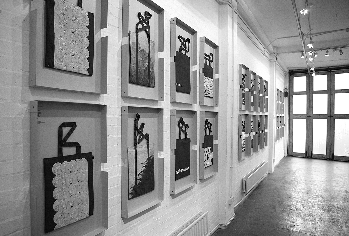 Progress Packaging Re Bag Tote Exhibition Creative Luxury Bespoke Screen Printed Grey Board Riveted Box