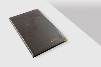 Progress Packaging Trunk Custom Bespoke Leather Luxury Menu Covers Made In The UK
