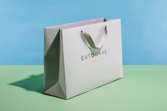 Progress Packaging Entourage Bespoke Paper Retail Large Custom Colorplan Silkweave Emboss Ribbon Handle Carrier Bag