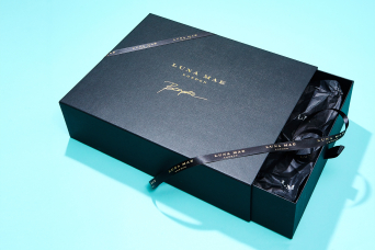 Progress Packaging Luna Mae retail Accessories Bespoke Gift Presentation Box Production Manufacture Tissue Ribbon Gold Foil Block