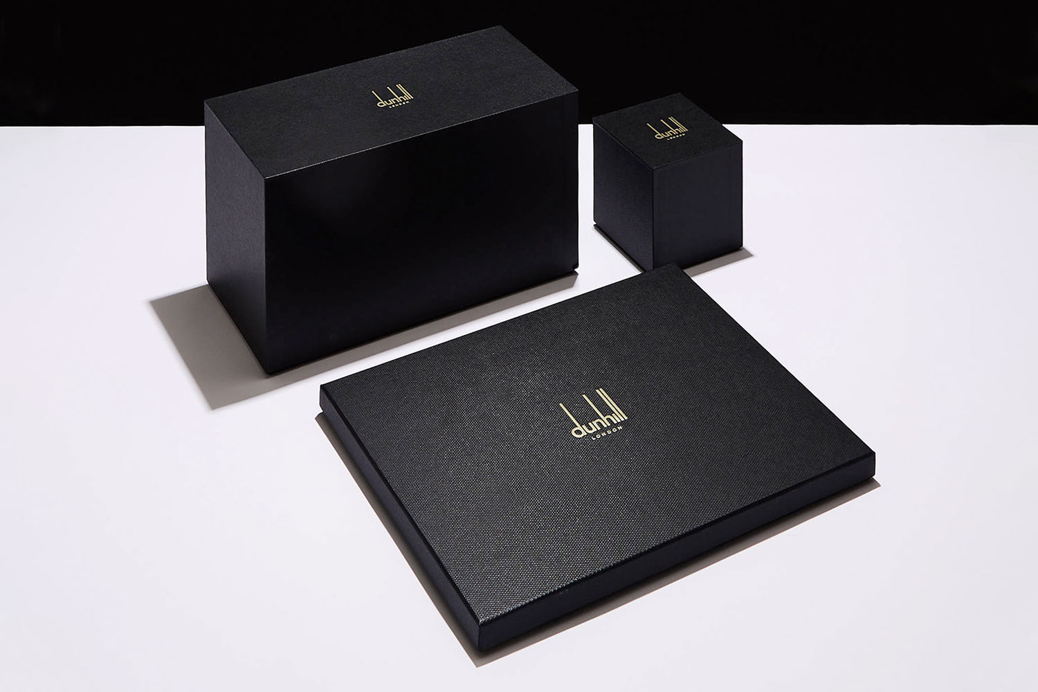 Progress Packaging Dunhill London Luxury Collection Rigid Boxes Sharp Edge Custom Embossed Paper Foil Block Bespoke Branded Retail 01