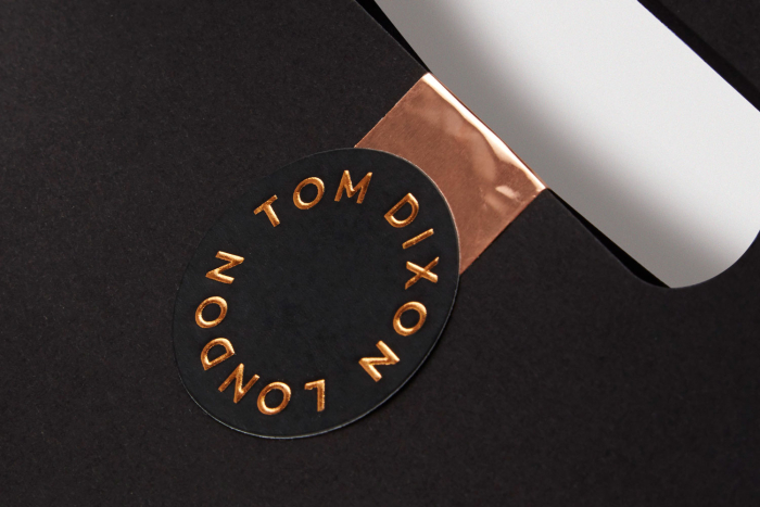 Progress Packaging Tom Dixon Environmentally Friendly Luxury Bespoke Retail Colour Plan Carrier Bag Bronze Foil Sticker