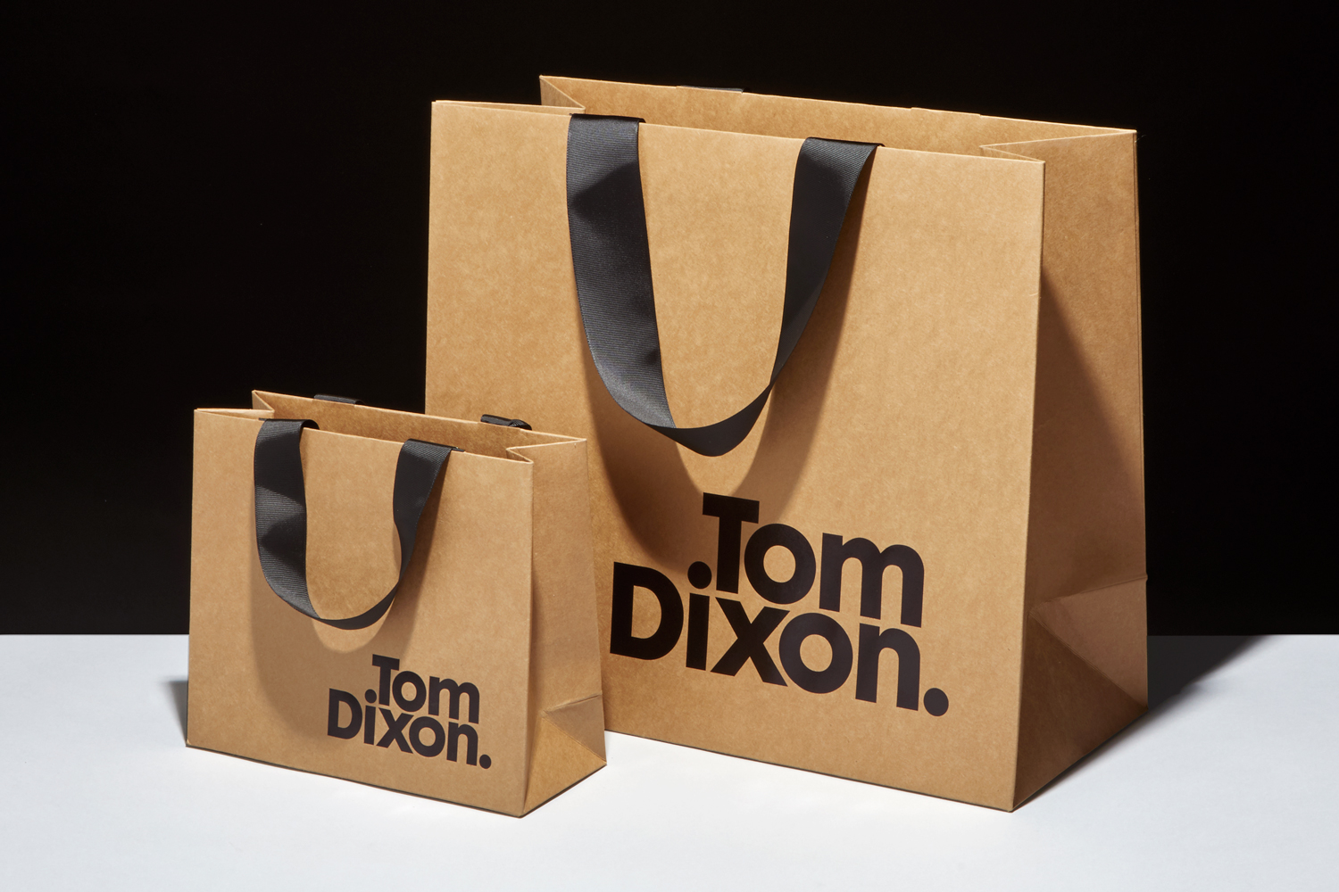 Progress Packaging Tom Dixon Environmentally Friendly Luxury Bespoke Retail Pcw Recyclable Kraft Carrier Bags Paper Ribbon Black Foil 04