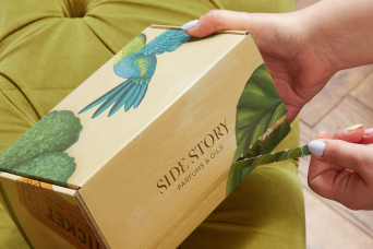 Progress Packaging, Side Story, Perfume, Parfum, Fragrance Packaging, Ecommerce Box, Luxury Bespoke Creative Packaging, Tear Strip