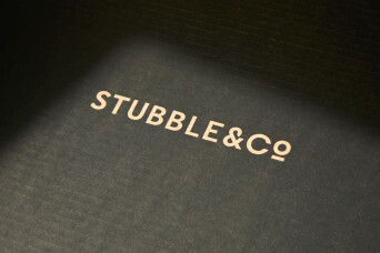 Progress Packaging, Stubble And Co, Ecommerce, Corrugate, Mailing packaging, Eco-Friendly, FSC Certified, Fully Recyclable, Brown kraft corruagted cardboard, Flexo print, Made in the UK.