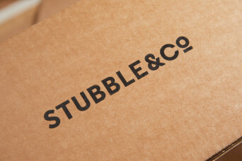 Progress Packaging, Stubble And Co, Ecommerce, Corrugate, Mailing packaging, Eco-Friendly, FSC Certified, Fully Recyclable, Brown kraft corruagted cardboard, Flexo print, Made in the UK.