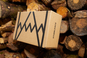 Progress Packaging, Stubble And Co, Ecommerce, Corrugate, Mailing packaging, Eco-Friendly, FSC Certified, Fully Recyclable, Brown kraft corruagted cardboard, Flexo print, Made in the UK.