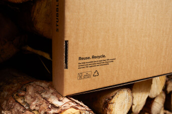 Progress Packaging, Stubble And Co, Ecommerce, Corrugate, Mailing packaging, Eco-Friendly, FSC Certified, Fully Recyclable, Brown kraft corruagted cardboard, Flexo print, Made in the UK.