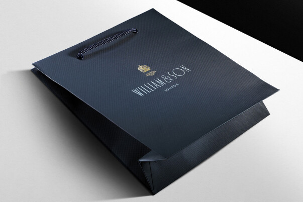 Progress Packaging Williamsons Luxury Fashion Carrier Bag Papers Foiling Texture Menswear 1