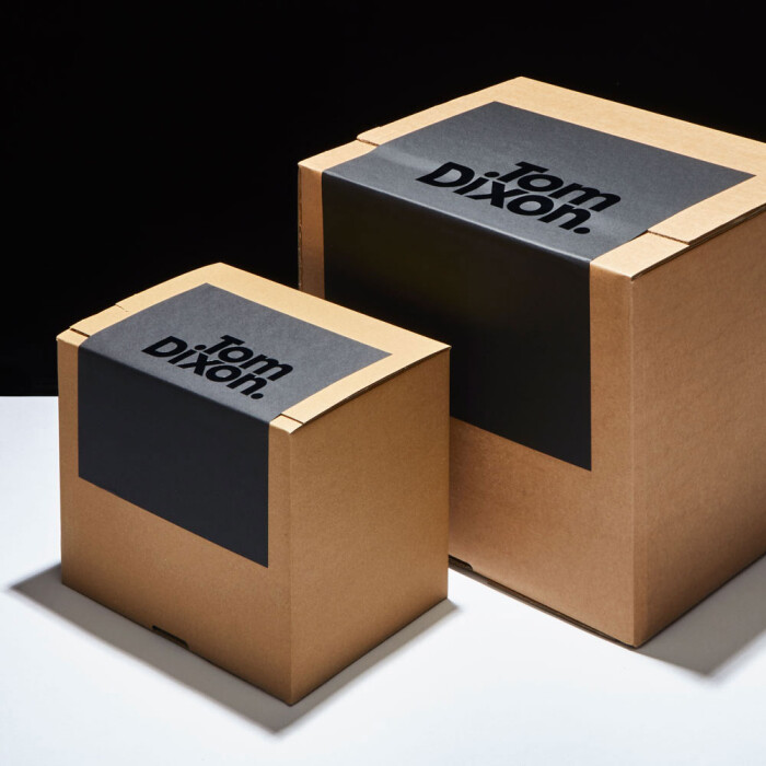 Progress Packaging Tom Dixon Environmentally Friendly Luxury Bespoke Retail Pcw Recyclable Corrugate Mailing Boxes Range Sticker E Commerce Tear Strip 01 1 Cardboard