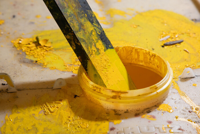 Custom paper colour mixing detail by Progress Packaging for Abel Fragrance