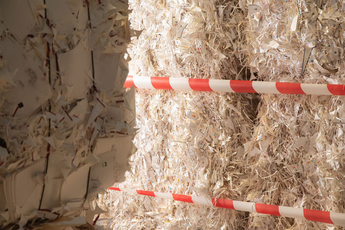 Recycled fibre custom paper making for packaging. Progress Packaging for Abel Fragrance at James Cropper